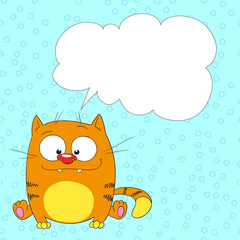 Postcard funny cartoon cat. With space for your text.