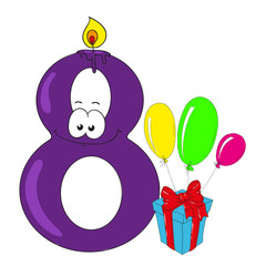 Cartoon numbers with gifts. Character vector.