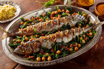 Spicy cooked mackerel fish stuffed with spices