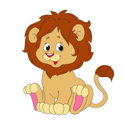 Cute Lion character. Cartoon animal.