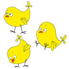 Cartoon yellow chicken on a white background