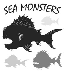 Sea monsters set.