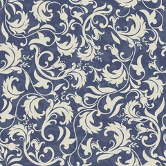 Gordijnen naadloos Victoriaans patroon in blauw, grijs en beige © psk55