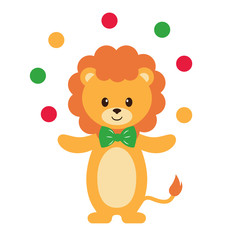 circus lion with balls