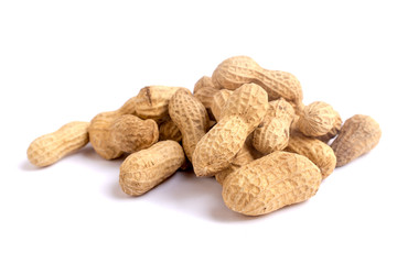 peanuts in closeup on white background