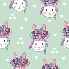 Vector tribal pattern with rabbit