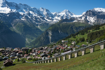 Fototapeta na wymiar The town of Murren, Switzerland