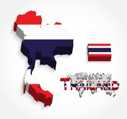 Fototapeta premium Thailand 3D ( map and flag ) ( transportation and tourism concept )