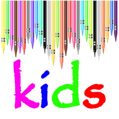 kids poster, painted with pastel crayons