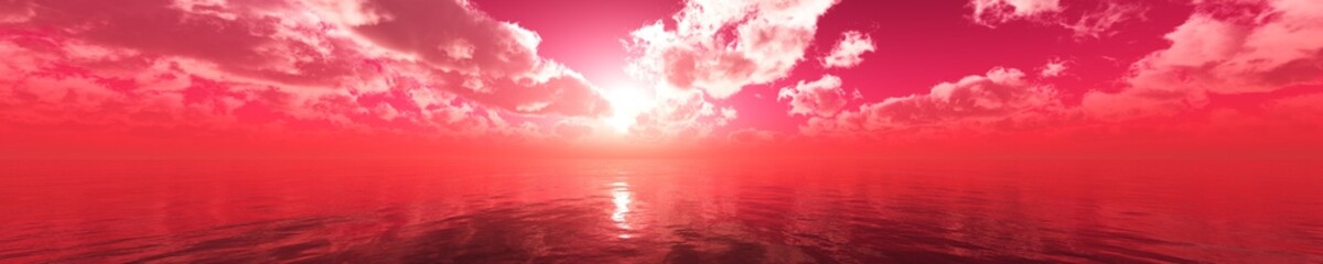 Fototapeta na wymiar panorama of sea sunset, the view of the ocean sunrise, sunset at sea, tropical sunset.