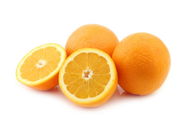 fresh cut oranges  on a white background