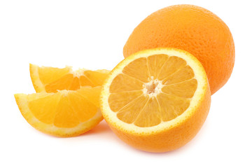 fresh cut oranges  on a white background