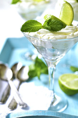 Lime and mint cheesecake.