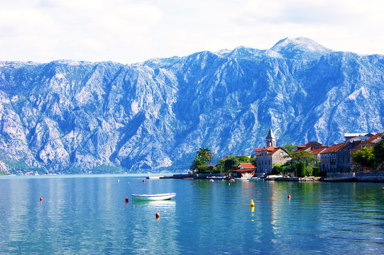 View of the village of Donji Stoliv in Montenegro