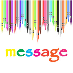 message poster, painted with pastel crayons