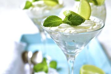 Lime and mint cheesecake.