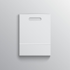 White paper bag mockup with handles on grey background