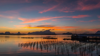 Long exposure image style of fisherman village in the morning