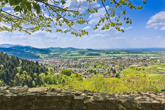 View from the Schauenburg to Oberkirch, Black Forest, Germany