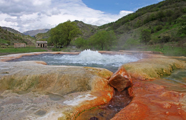 Natural geyser “Tak Jur” (Hot Springs”) near village of Zuar in Artsakh, ,Nagorno Karabagh...