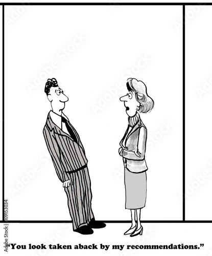 "Business cartoon about recommendations." photo libre de droits sur la