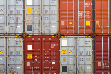 Industrial container close up in port.