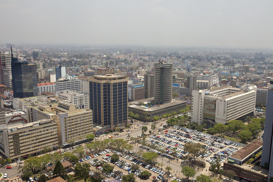 Aerial Nairobi and smog