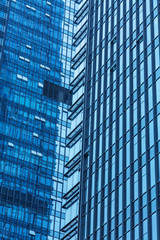 modern building exterior,blue toned image.
