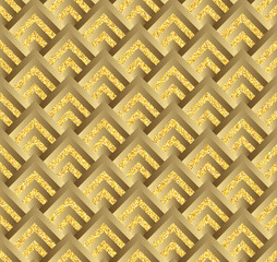 Golden check, square, plaid vector seamless pattern. Chequered geometrical background. cage texture