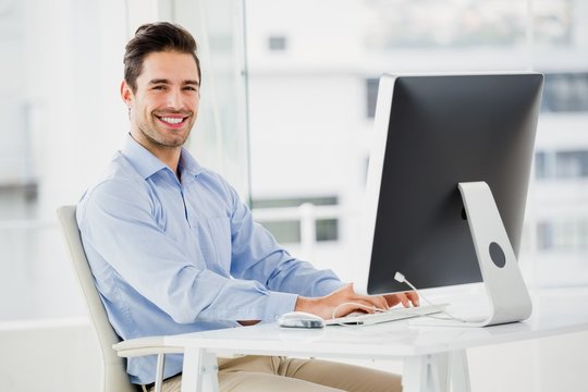 Businessman Working On Computer