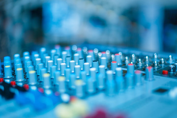 Fototapeta premium close-up view of professional sound mixer,blue toned,still life.