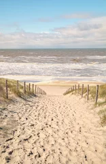 Poster de jardin Mer du Nord, Pays-Bas sand path to North sea