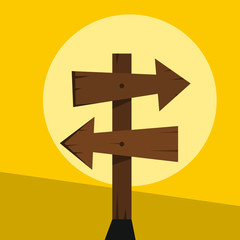 Wood sign in yellow background