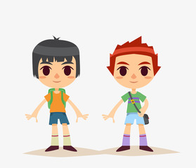 Cute Cartoon kids isolated. Boy. Vector illustration.