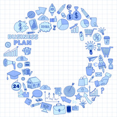 Vector set of doodle business icons