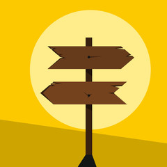 Wood sign in yellow background