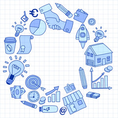 Vector set of doodle business icons