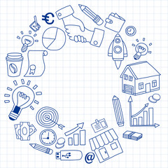 Vector set of doodle business icons