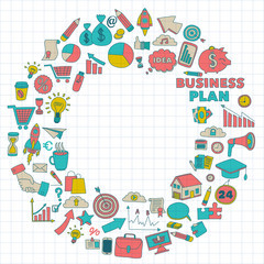 Vector set of doodle business icons