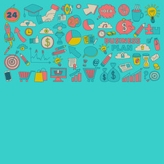 Obraz premium Vector set of doodle business icons