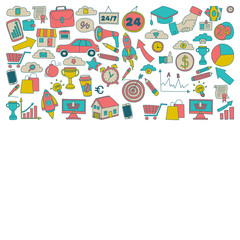 Vector set of doodle business icons