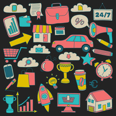 Vector set of doodle business icons