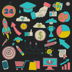 Vector set of doodle business icons