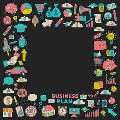Naklejka premium Vector set of doodle business icons