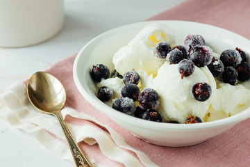 Ice-cream with frozen berries