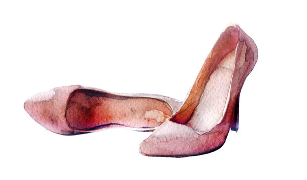 watercolor sketch: shoes on a white background