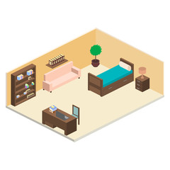 Isometric bedroom or playroom vector