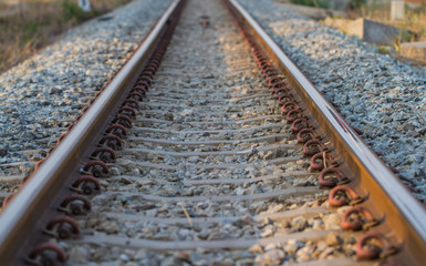 Naklejka premium the image with rails in perspective