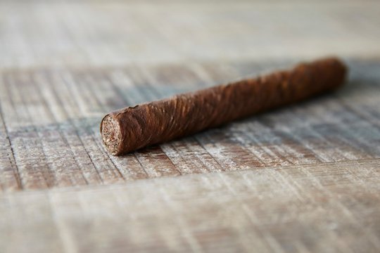 Cuban cigar on table, Cuba