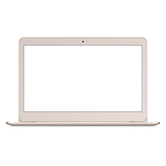 Realistic Laptop Mockup isolated on white with blank screen, Vector illustration